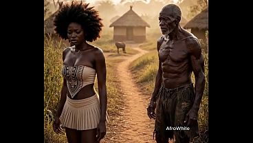 Black ebony horny sweet young african sexy nigerian teen raw sex fucked by an old elderly man in public farm village to pay her debt [AI Generated]